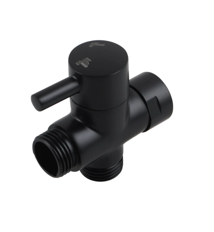 Matte Black Toilet Bidet Spray Diverter Tee