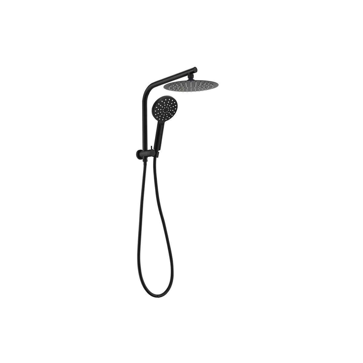 Round Half Shower Rail 200mm head - Available in 5 Colours with Rubber Hose