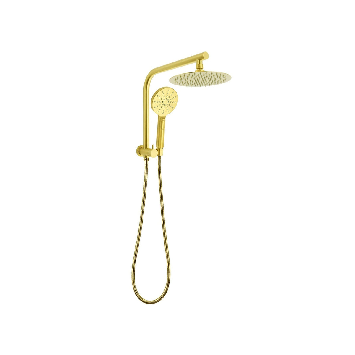 Round Half Shower Rail 200mm head - Available in 5 Colours with Rubber Hose