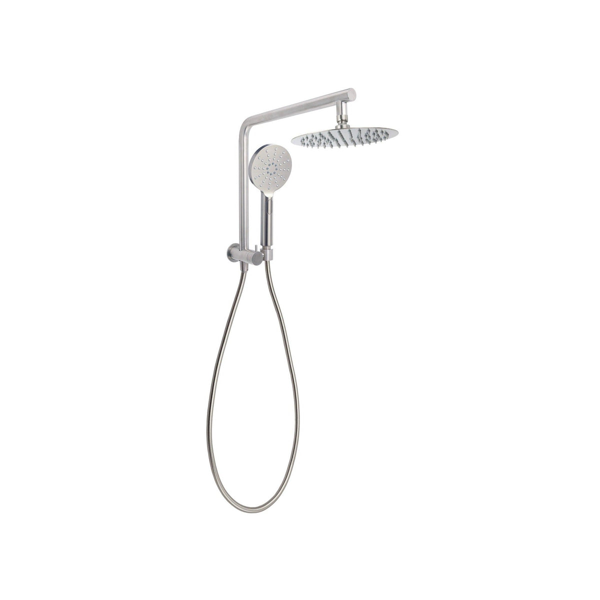 Round Half Shower Rail 200mm head - Available in 5 Colours with Rubber Hose
