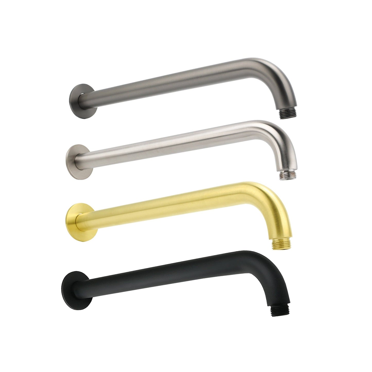 400mm Straight Curve Round Wall Shower Arm - Available in 6 Colours