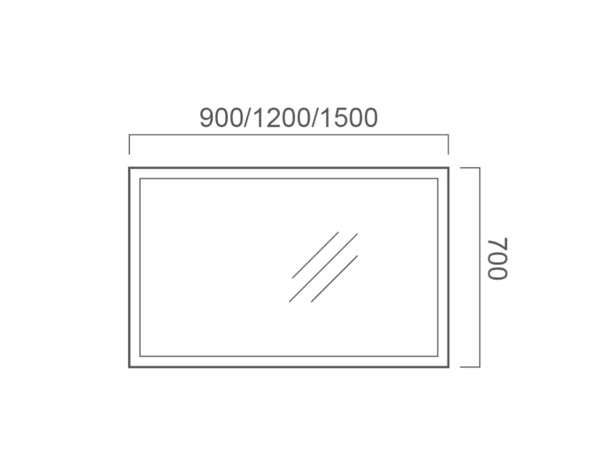 1200 x 700mm LUNA LED Mirror Rectangle