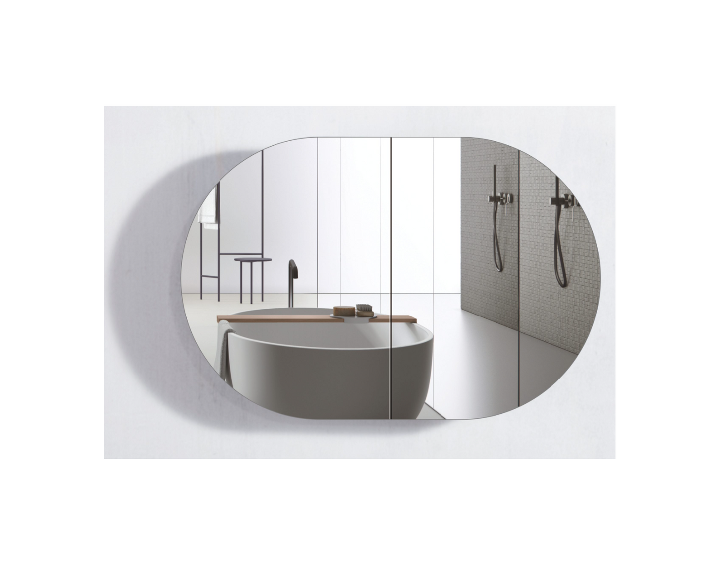 900mm Prime Oak AMBER Oval Shaving Cabinet Mirror