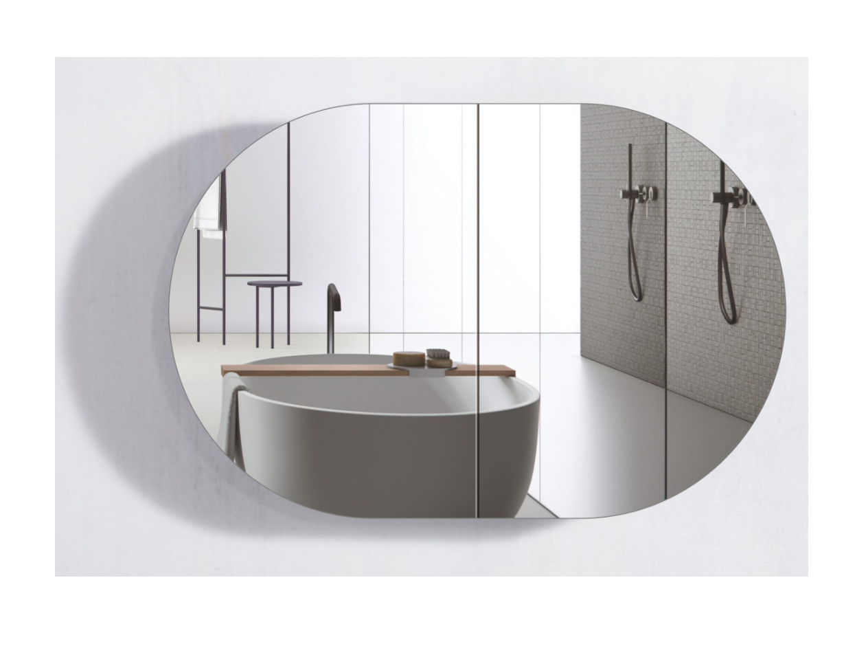 900mm Prime Oak AMBER Oval Shaving Cabinet Mirror