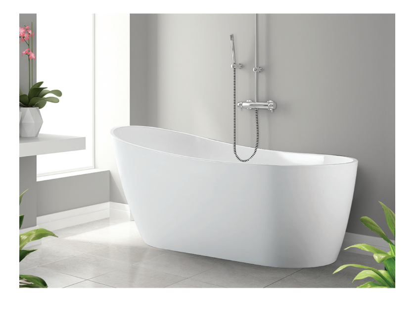 NOVAL 1500 FREESTANDING GLOSS WHITE OVAL CURVED