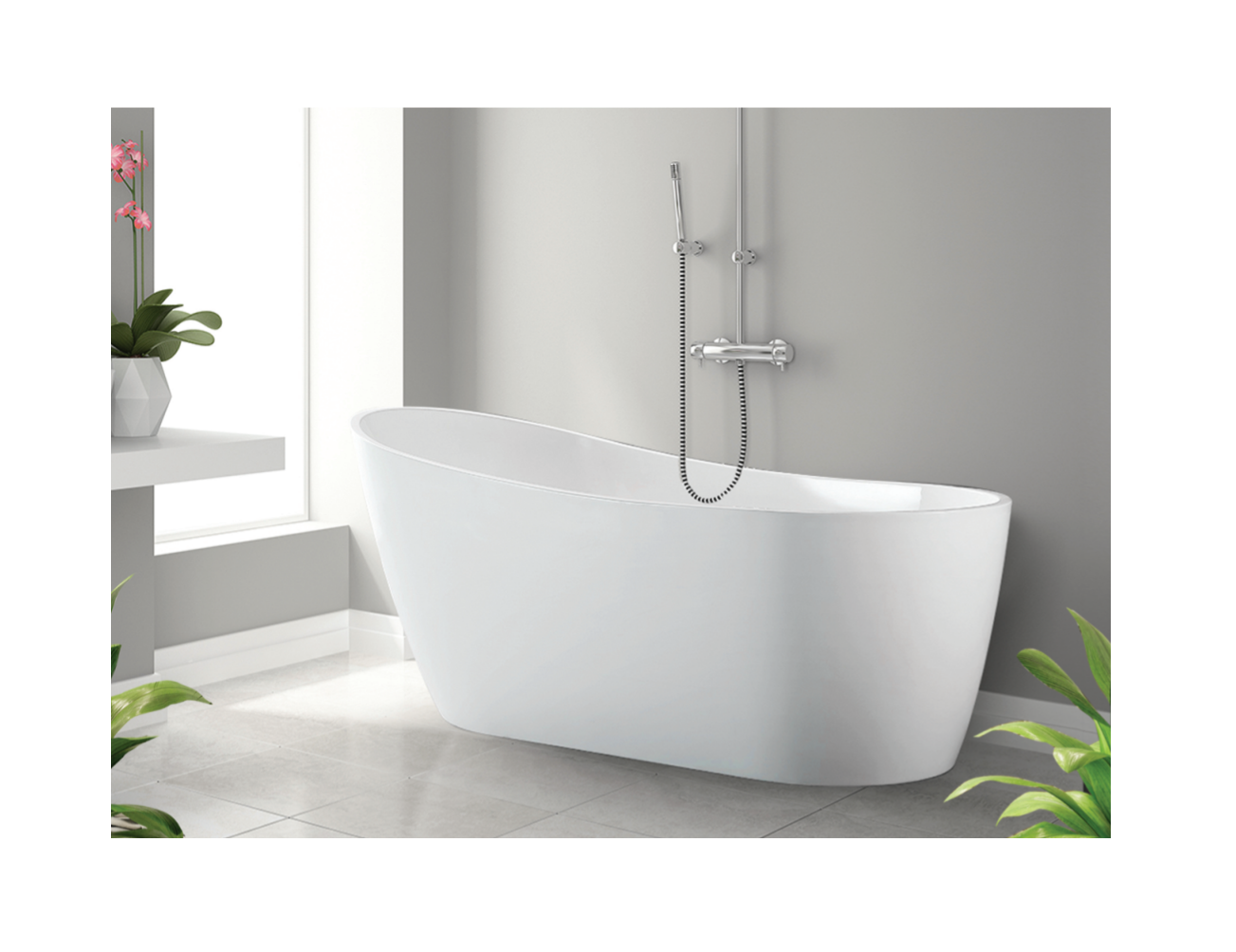 NOVAL 1500 FREESTANDING GLOSS WHITE OVAL CURVED