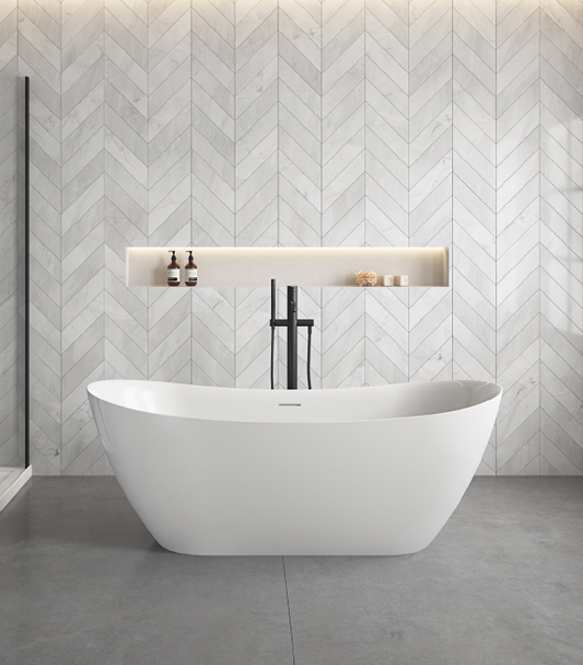 KHEUB SLUKA 1700 OVAL CURVE GLOSS WHITE WITH OVERFLOW