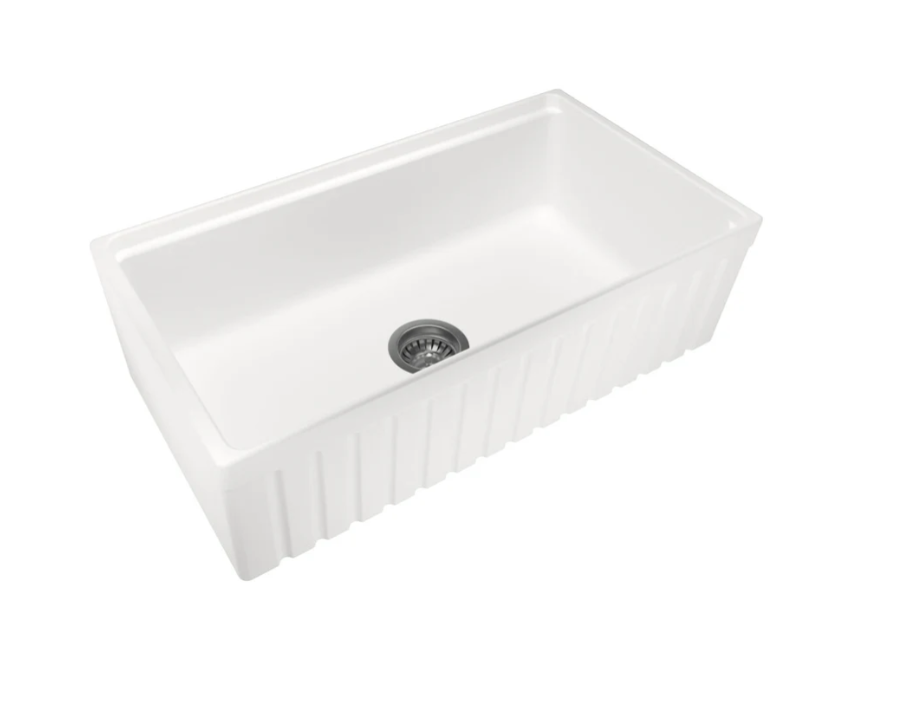 762 SINGLE BOWL FIRECLAY FARMHOUSE SINK GLOSS WHITE