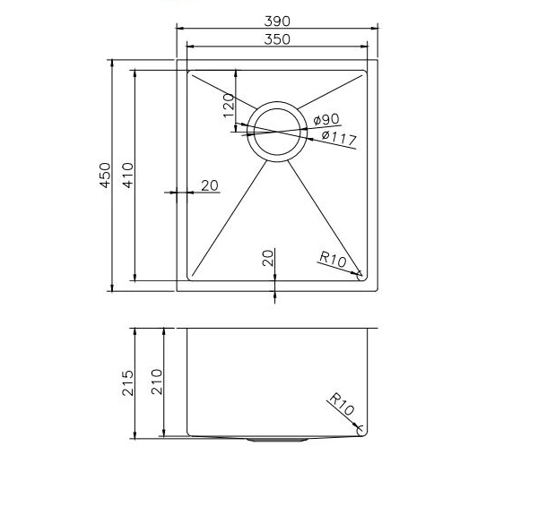 GOLD STAINLESS STEEL 390 SINGLE BOWL SINK