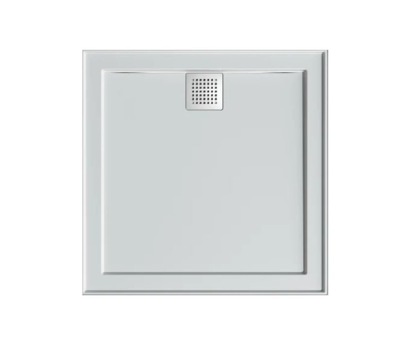 1000 x 1000 POLYMARBLE SHOWER BASE - rear outlet waste
