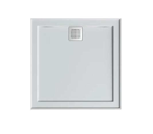 1000 x 1000 POLYMARBLE SHOWER BASE - rear outlet waste