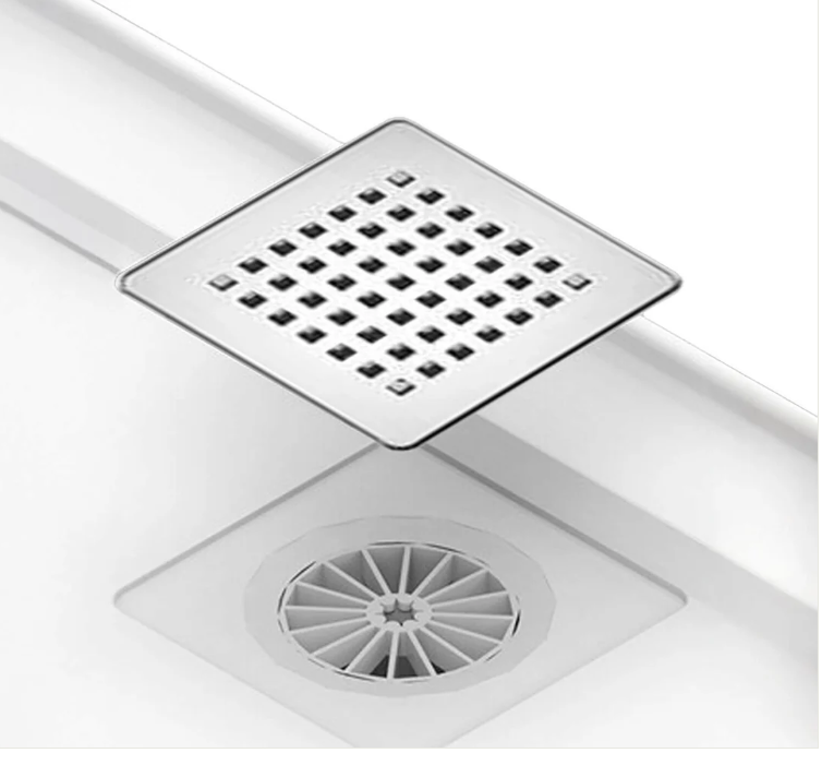 900 x 1000 POLYMARBLE SHOWER BASE - rear outlet waste