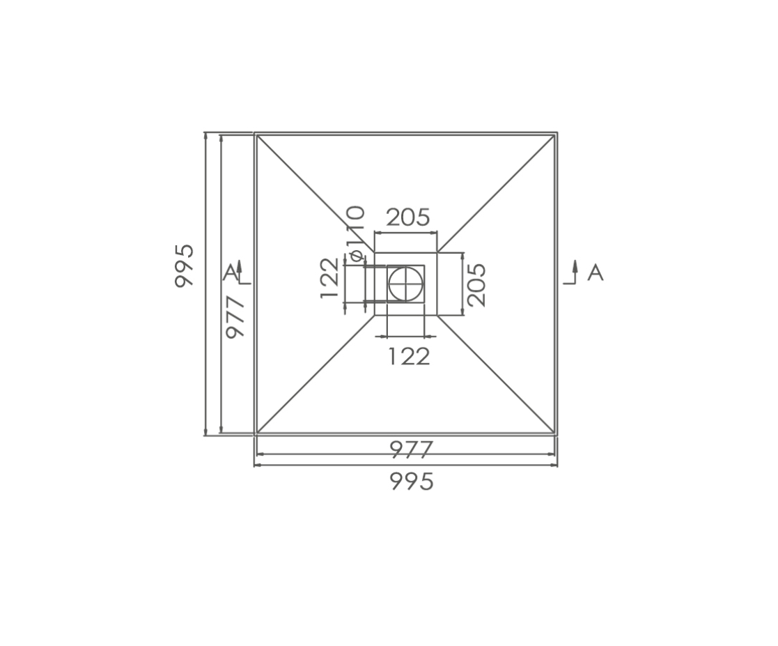 995 x 995 x 60mm SMC Tile Tray with Grate