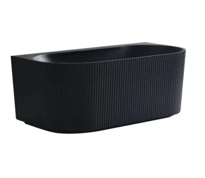Matte Black Back to Wall Fluted 1700mm Bath