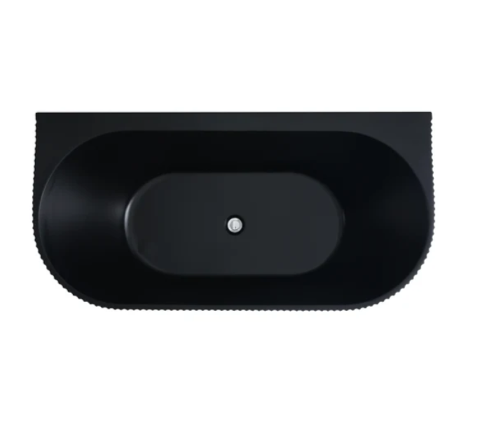 Matte Black Back to Wall Fluted 1700mm Bath