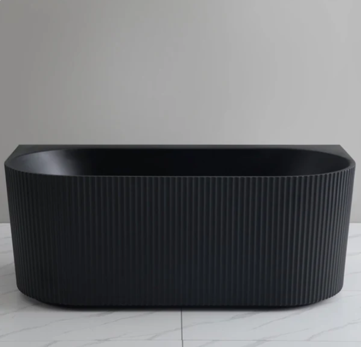 Matte Black Back to Wall Fluted 1700mm Bath