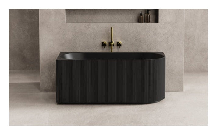 Matte Black Left Hand Corner Fluted 1700mm Bath