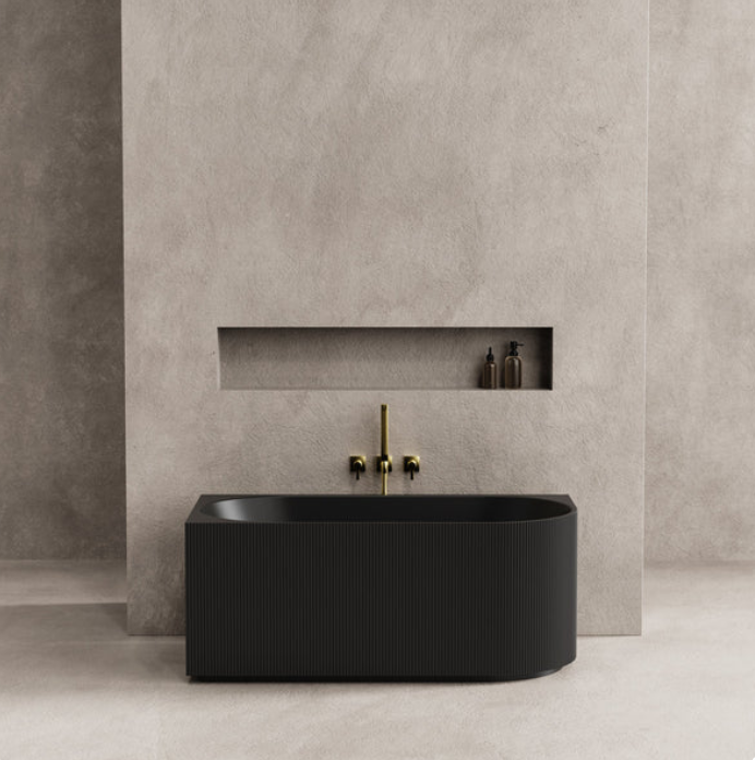 Matte Black Left Hand Corner Fluted 1700mm Bath