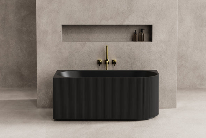 Matte Black Left Hand Corner Fluted 1700mm Bath