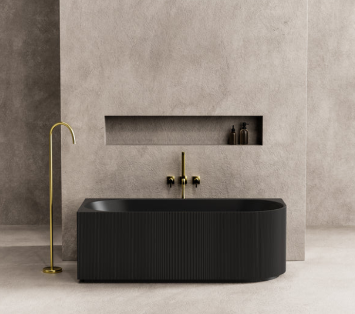 Matte Black Left Hand Corner Fluted 1700mm Bath