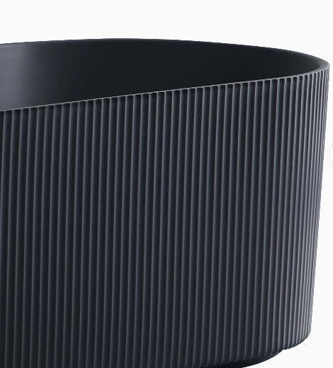 Matte Black Oval Fluted 1700 Freestanding Bath