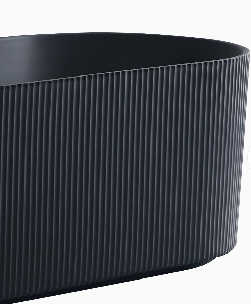 Matte Black Oval Fluted 1700 Freestanding Bath