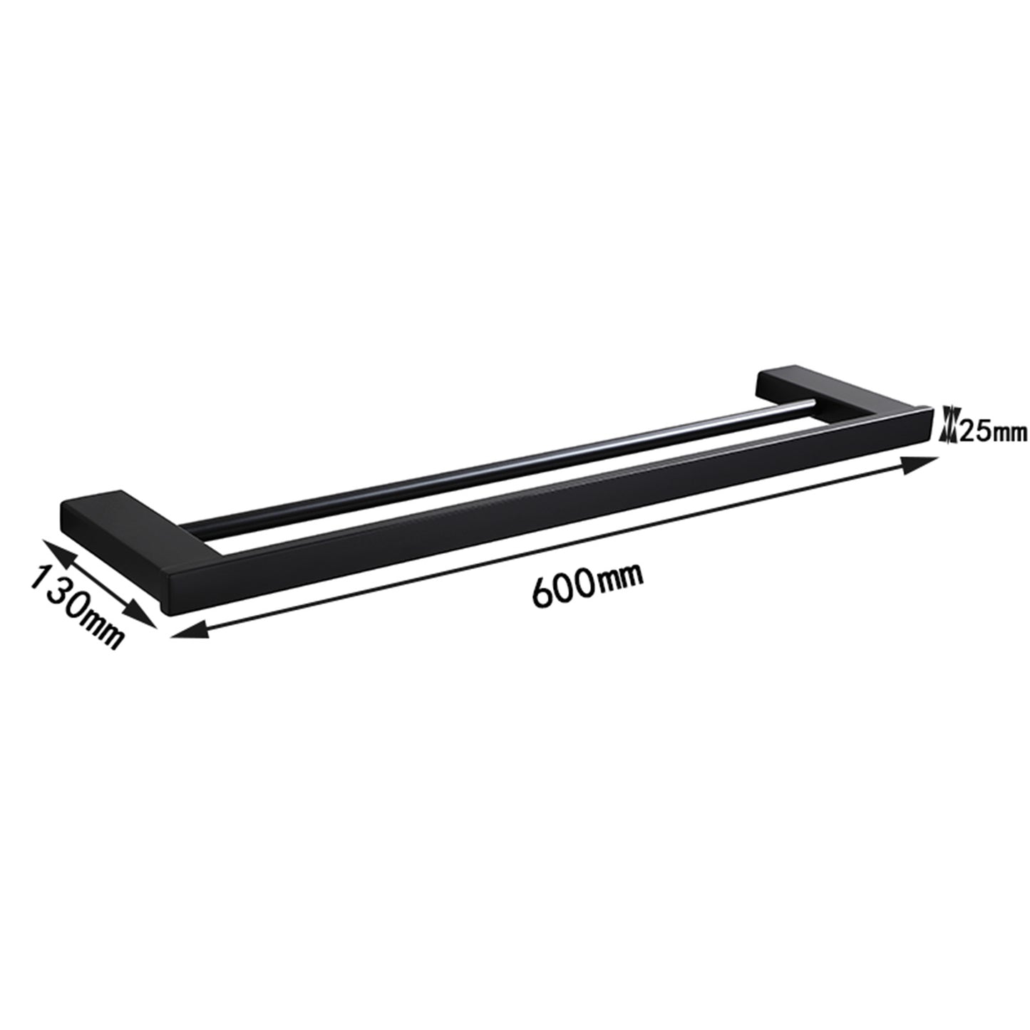 OXFORD Square 600mm  Double Towel Rail - Available in 5 colours