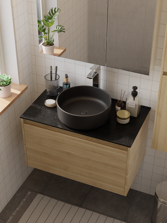 Kheub Feather Edge Black Matte Round