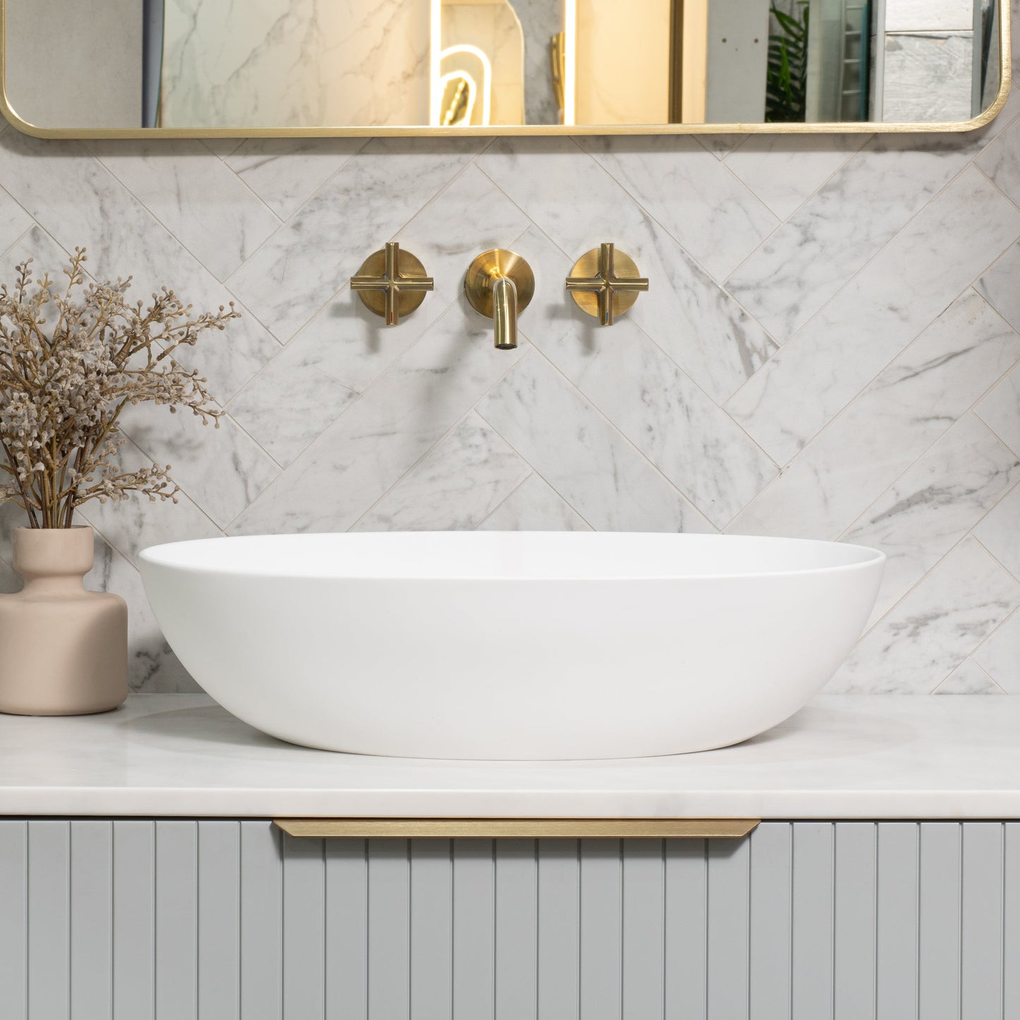Kheub Teardrop Stone Countertop Basin