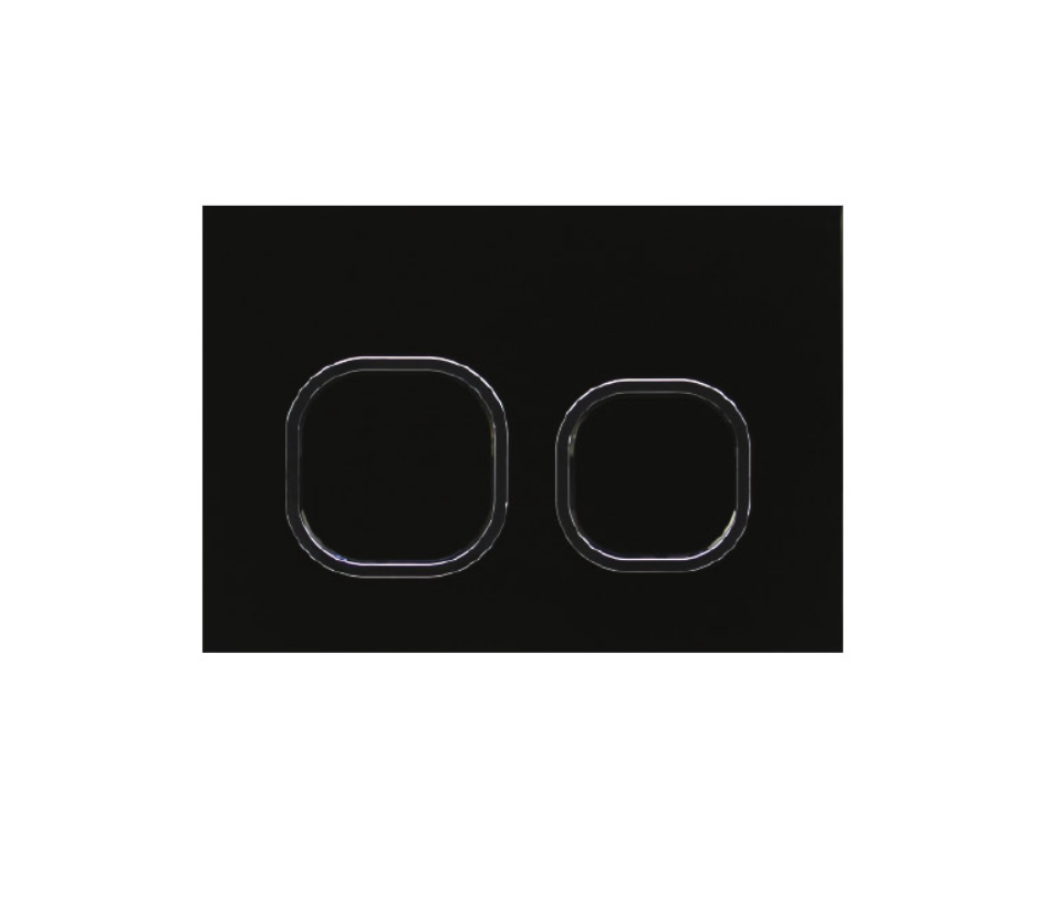 BLACK SQUARE/ROUND (chrome outline) GLASS INWALL CISTERN BUTTON