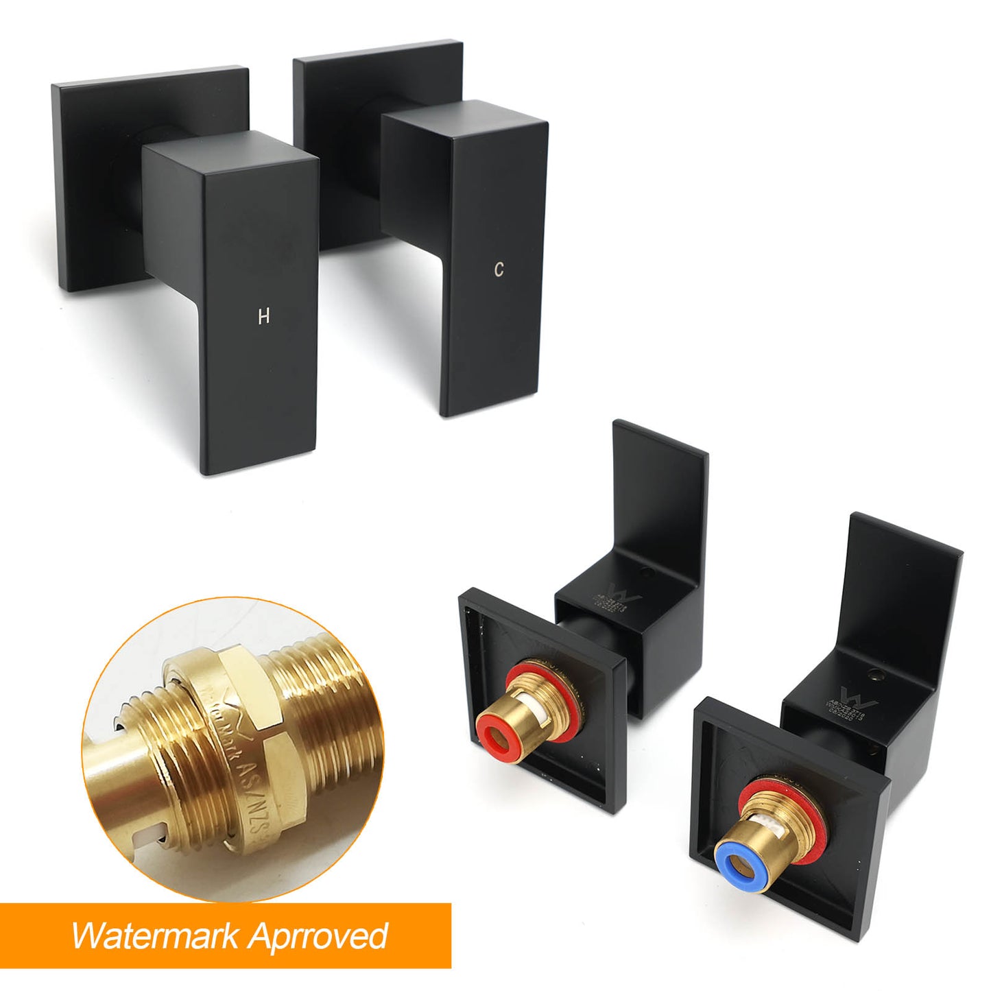 Twin Square hot & cold 1/4 Turn Tapware Handles - Available in 5 Colours