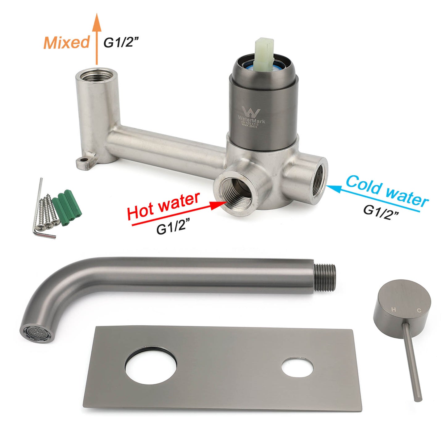 Round Pin Wall Mixer with Spout - Available in 5 Colours