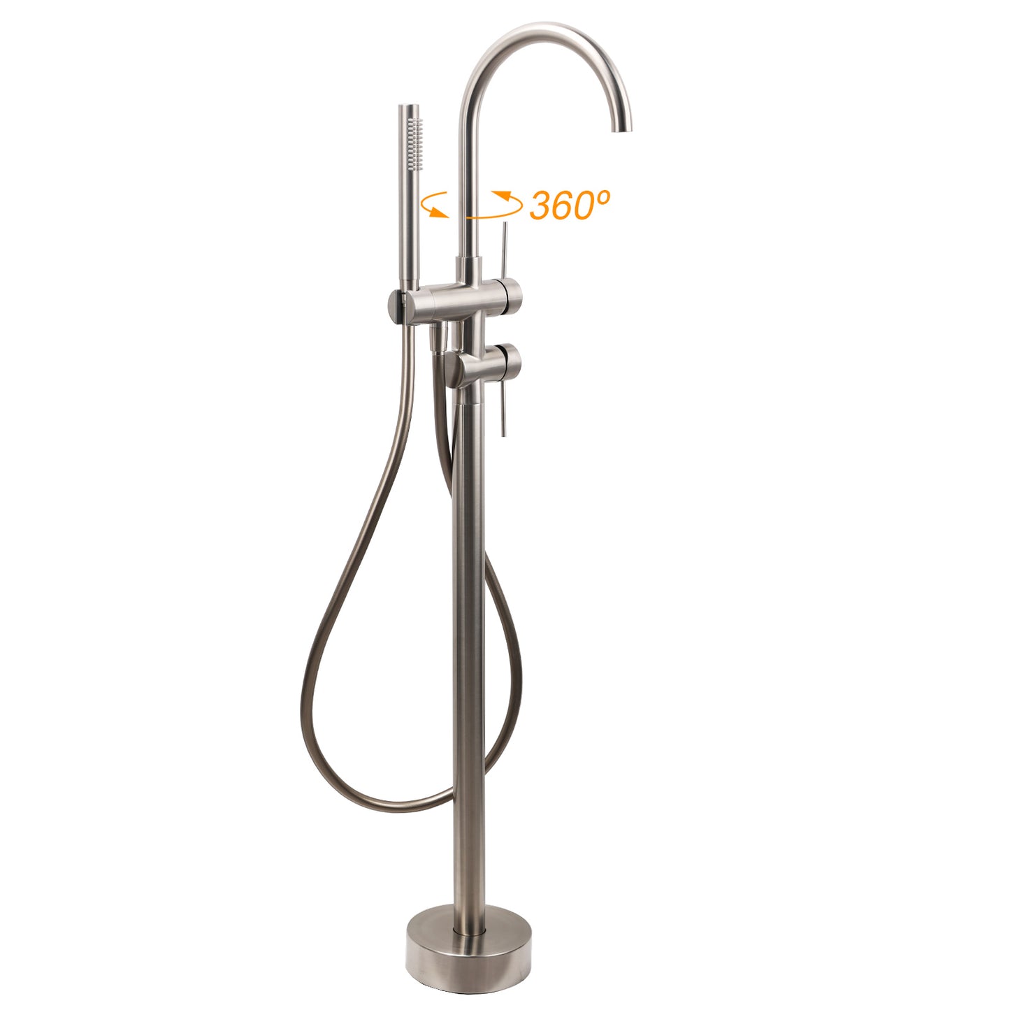 Round Freestanding Bath Outlet Spout with Handheld Shower - Available in 5 Colours