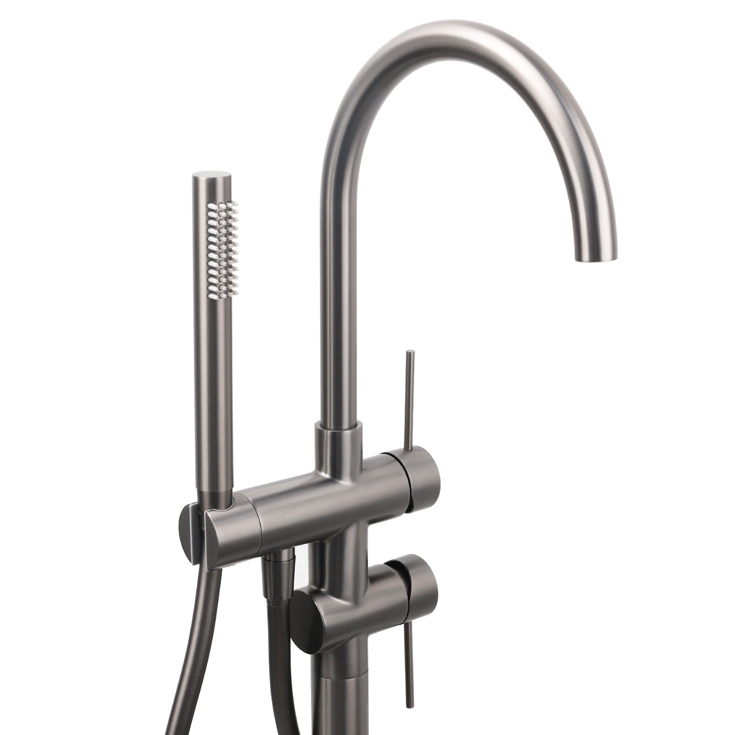 Round Freestanding Bath Outlet Spout with Handheld Shower - Available in 5 Colours