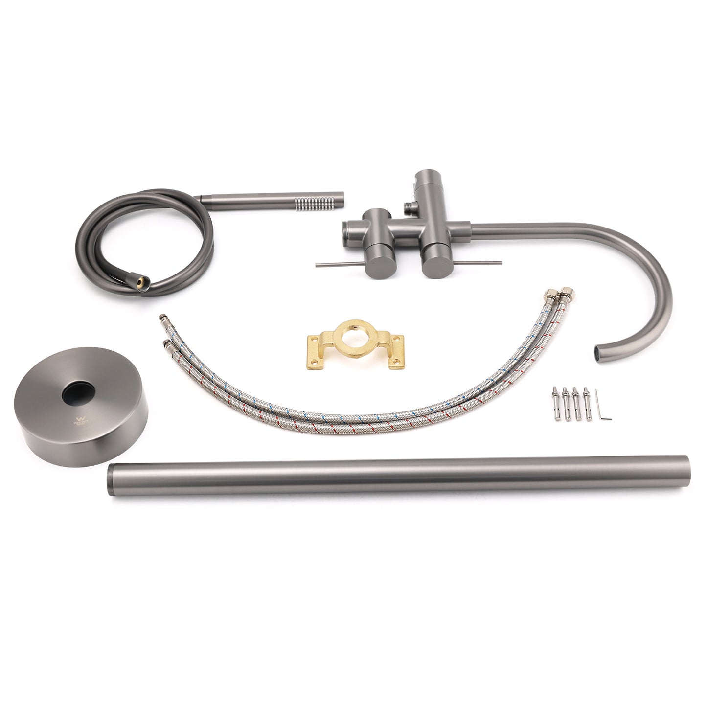 Round Freestanding Bath Outlet Spout with Handheld Shower - Available in 5 Colours