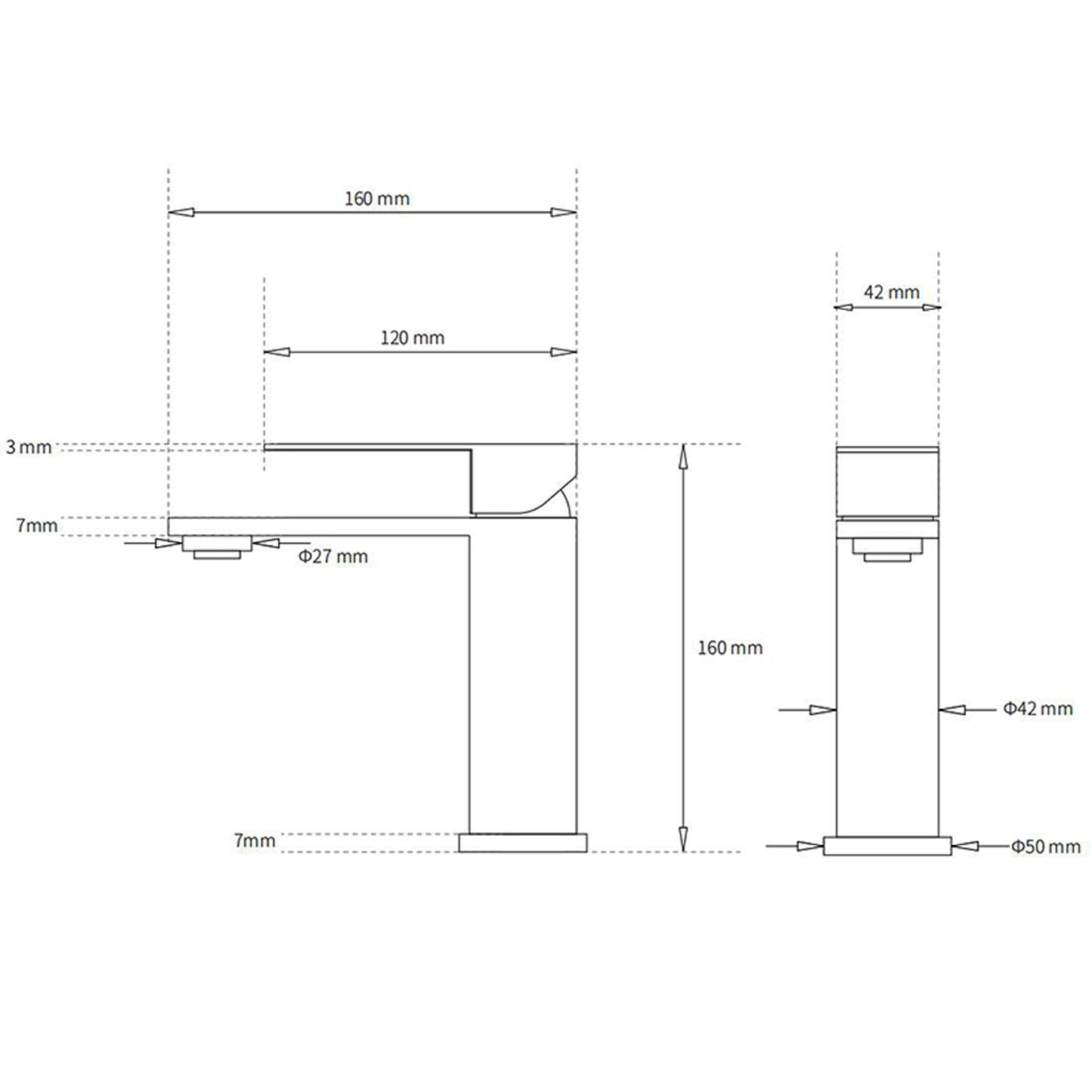 BOSTON SQUARE CURVE Short Basin Mixer - Available in 5 Colours