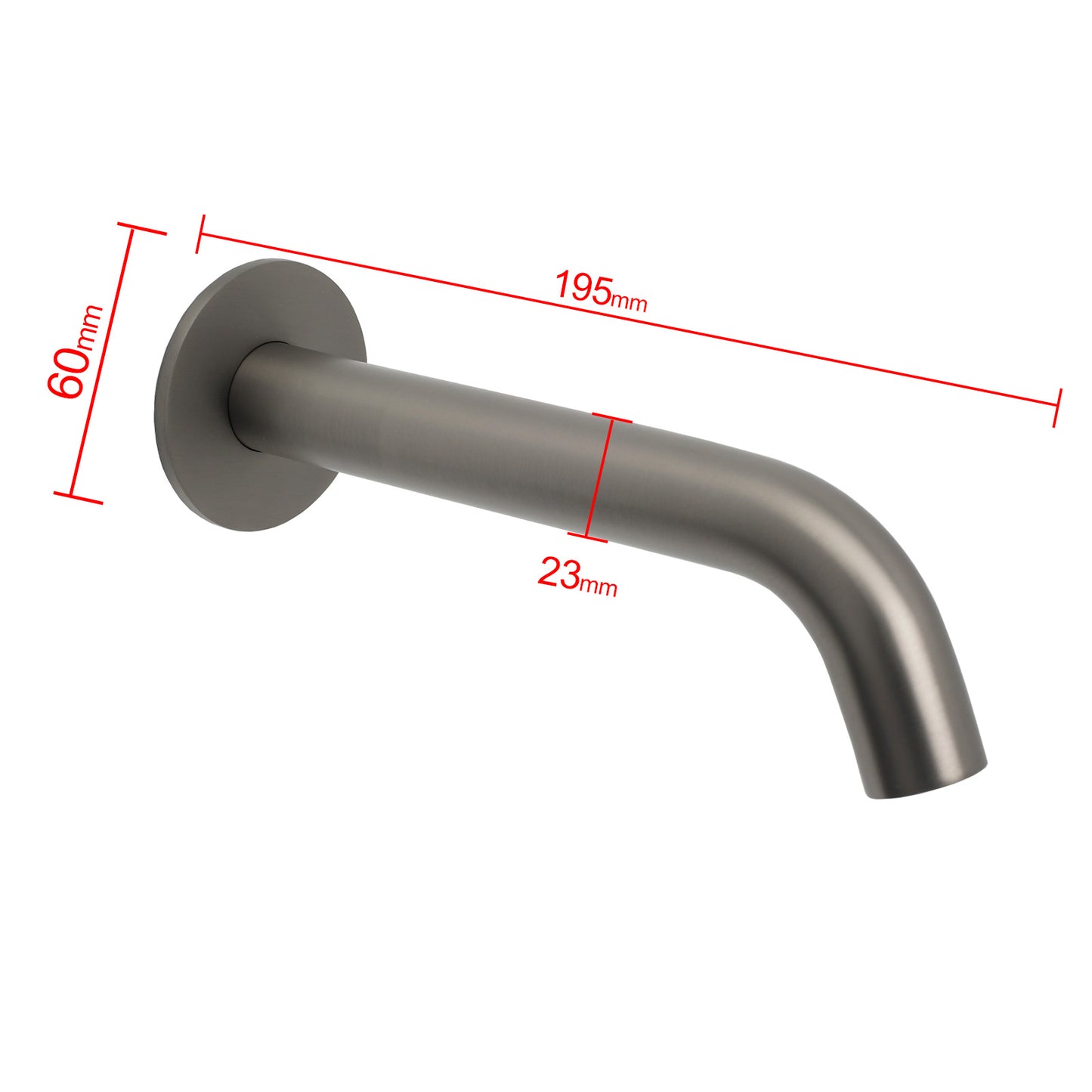 Droop 195mm Round Bath Outlet Spout - Available in 6 Colours