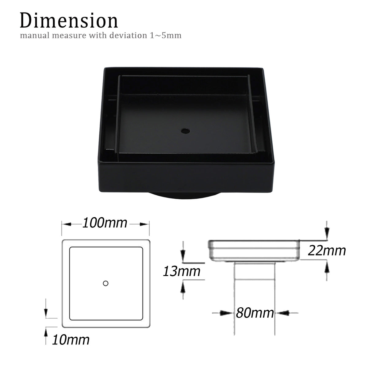 Square Tile Insert Grate 100x100mm / 80mm waste - Available in 4 Colours