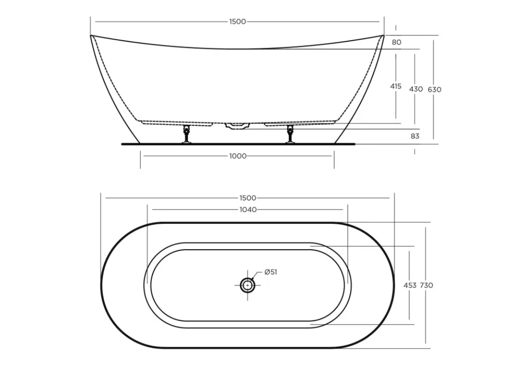 KHEUB SLUKA 1500 OVAL CURVE GLOSS WHITE NO OVERFLOW