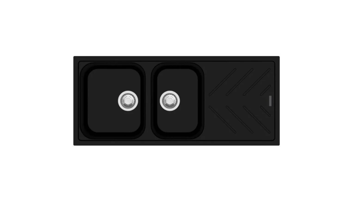 GRANITE 1160A DOUBLE BOWL & DRAINER SINK BLACK