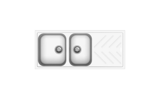 GRANITE 1160A DOUBLE BOWL & DRAINER SINK MATTE WHITE