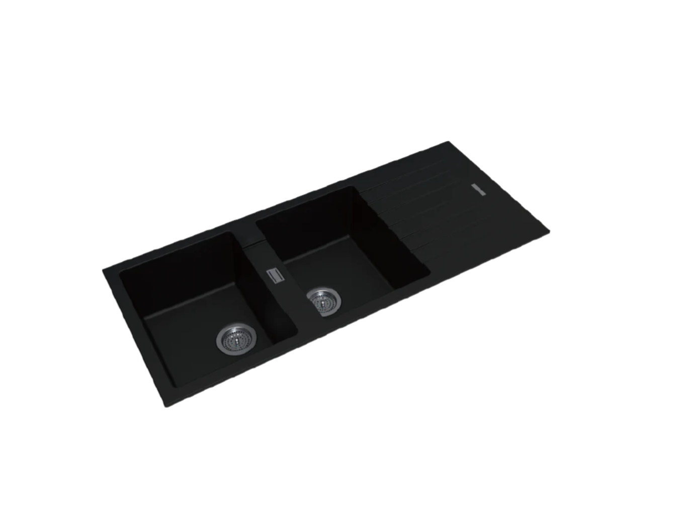 GRANITE 1160 DOUBLE BOWL & DRAINER SINK BLACK