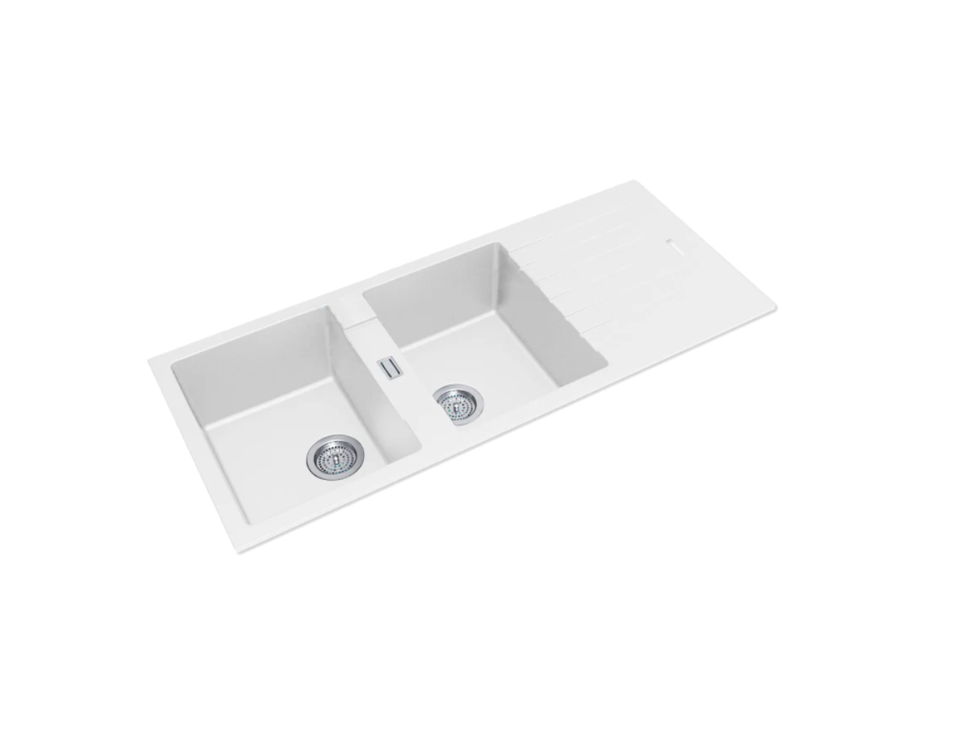 GRANITE 1160 DOUBLE BOWL & DRAINER SINK WHITE