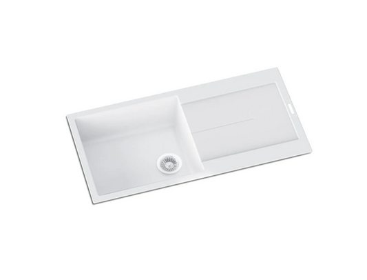 GRANITE 1000 SINGLE BOWL & DRAINER SINK WHITE MATTE