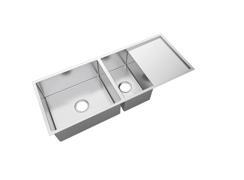 BRUSHED STAINLESS 1160 BOWL & 1/2 DRAINER SINK