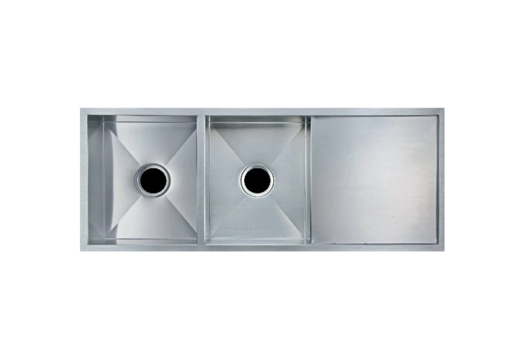 BRUSHED STAINLESS 1160 DOUBLE BOWL DRAINER SINK