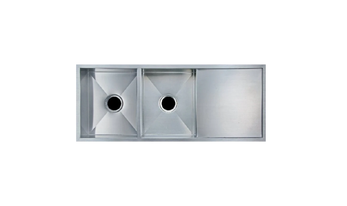 BRUSHED STAINLESS 1160 DOUBLE BOWL DRAINER SINK