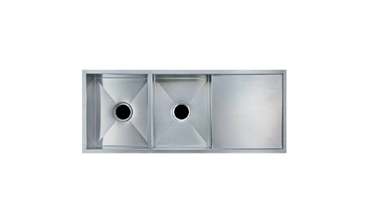 BRUSHED STAINLESS 1160 DOUBLE BOWL DRAINER SINK