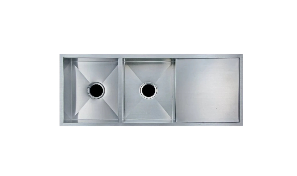 BRUSHED STAINLESS 1160 DOUBLE BOWL DRAINER SINK