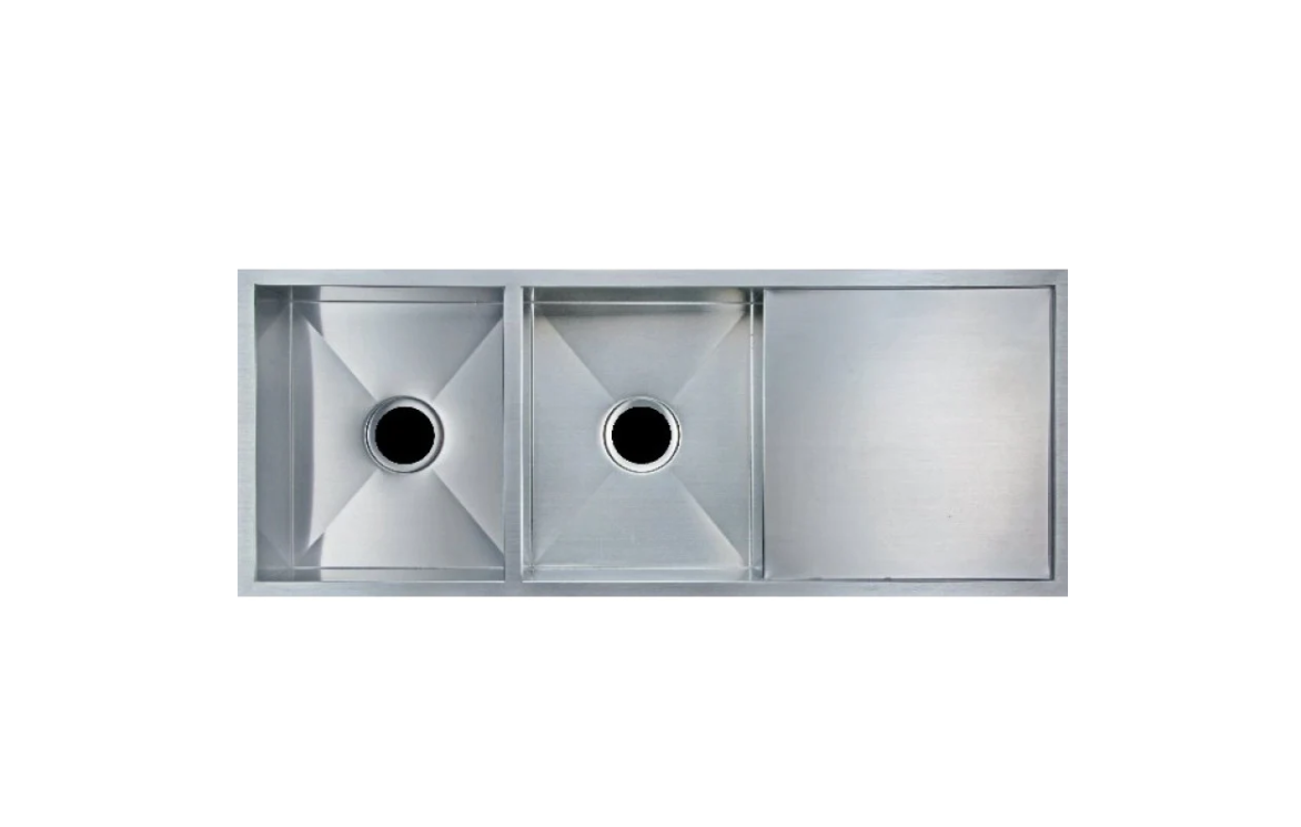 BRUSHED STAINLESS 1160 DOUBLE BOWL DRAINER SINK